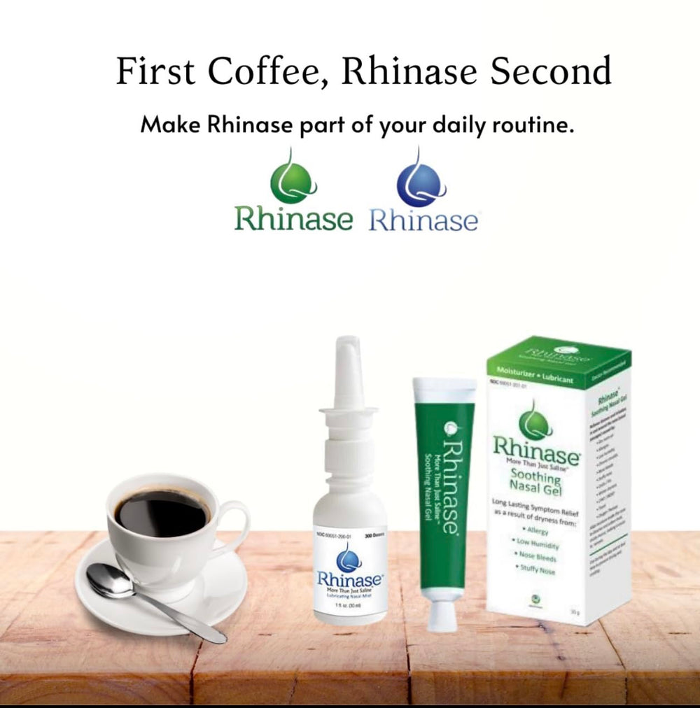 Rhinase nasal gel usage angle illustrating gentle moisture delivery