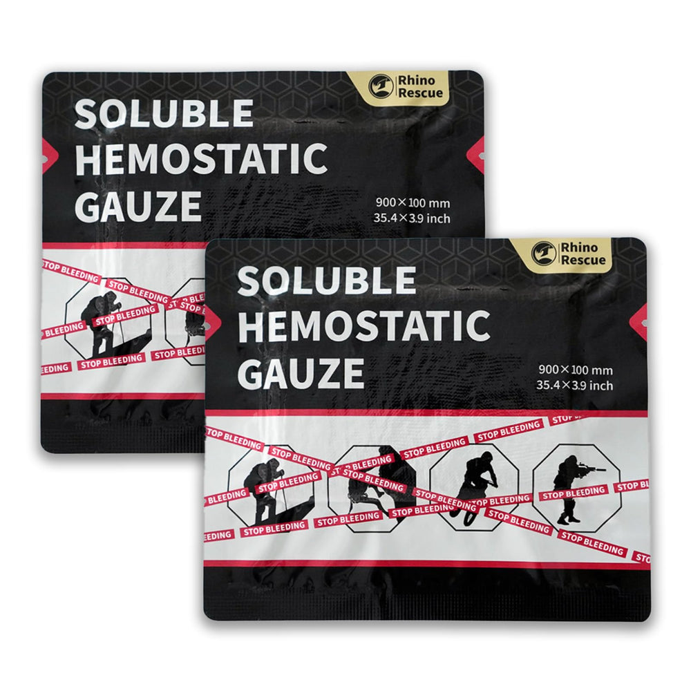 Rhino Rescue soluble hemostatic gauze dressing 4x35 inch stops bleeding quickly.
