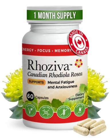 Rhoziva Rhodiola Rosea packaging on shelf.