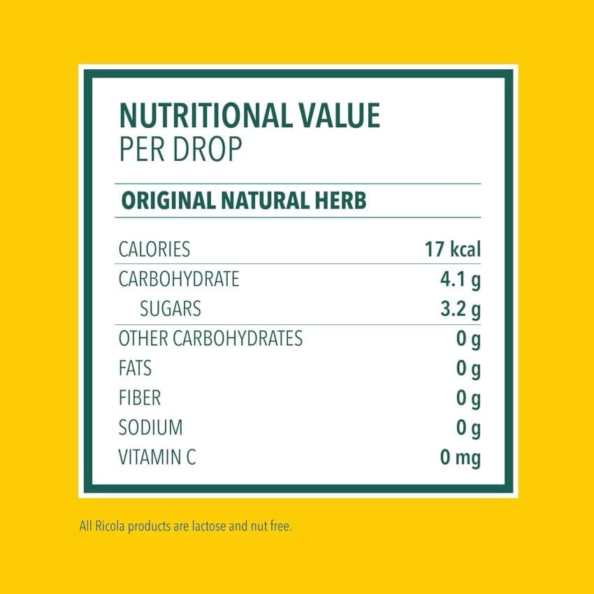 Ricola logo on pack suggests Swiss quality and trust.