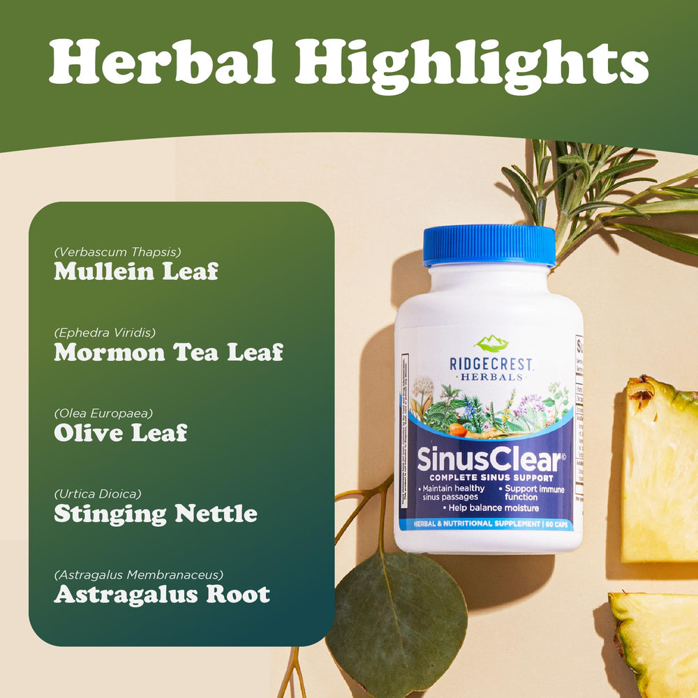 Vitamin C and Zinc highlights on SinusClear label for immune support.