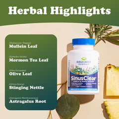 Vitamin C and Zinc highlights on SinusClear label for immune support.