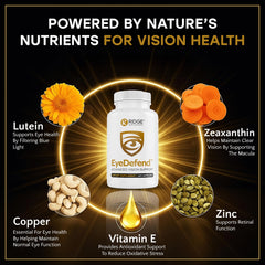 RIDGE EyeDefend bottle shows antioxidant protection for eye health.