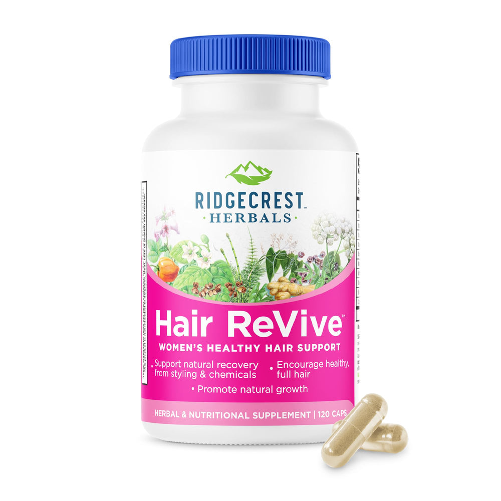 RidgeCrest Hair ReVive bottle with capsules for hair support and daily wellness