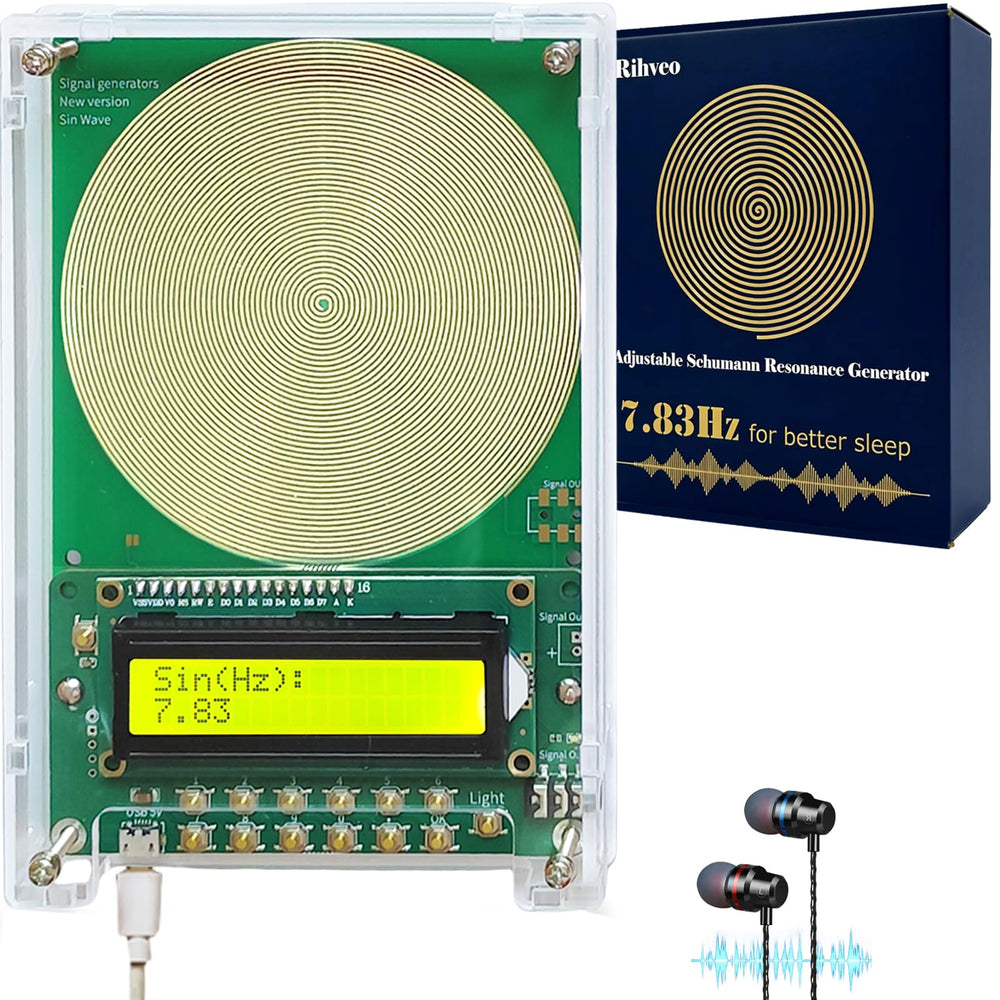 Rihveo 7.83Hz Schumann resonance generator in an acrylic case for calm ambience