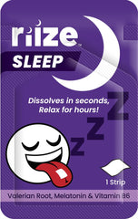 Riize Sleep Strips dissolving under the tongue for rapid relaxation