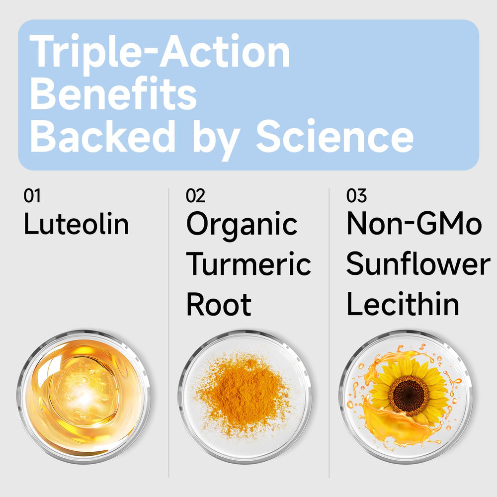 RimTuku 1400mg luteolin capsules close-up emphasizing purity and easy dosing.