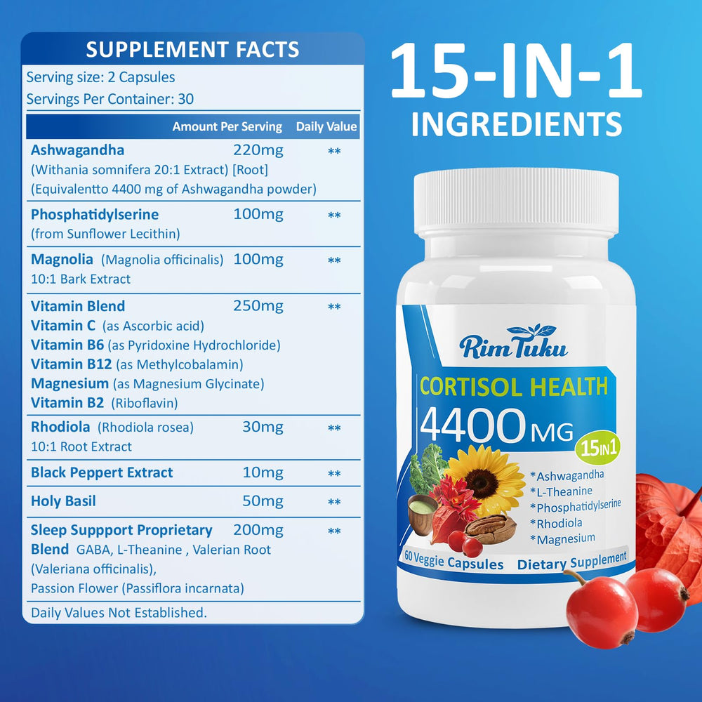 RimTuku cortisol adrenal balance packaging on a shelf