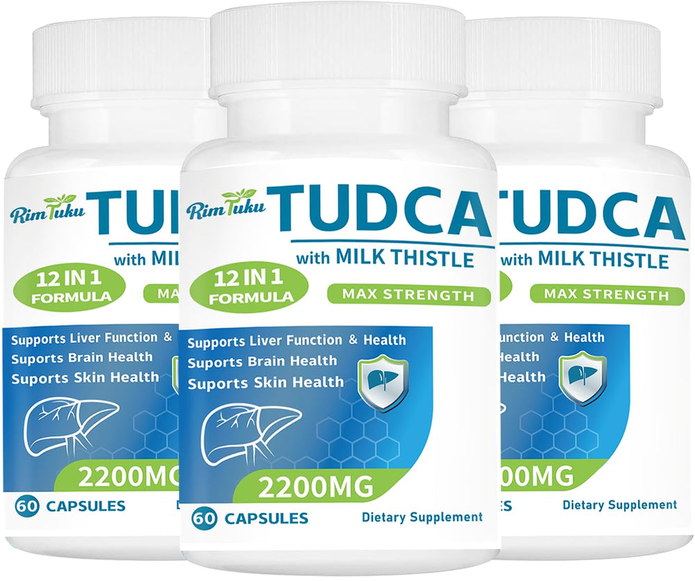 RimTuku TUDCA Milk Thistle bottle highlighting potential liver support for daily use.