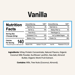 Rise Grass-Fed Whey Vanilla label closeup highlights clean ingredients