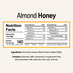 Rise Minis Almond Honey bar ingredients visible as simple, quality whole foods.