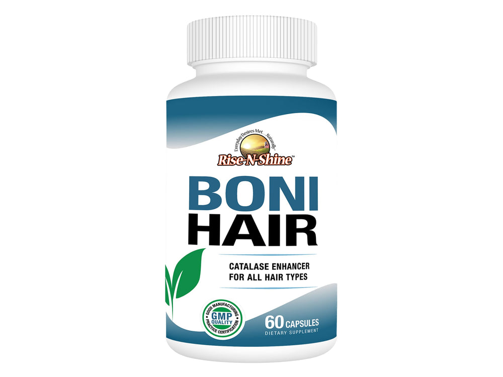 Rise-N-Shine BoniHair Catalase 10,000 UI bottle front view for hair vitality