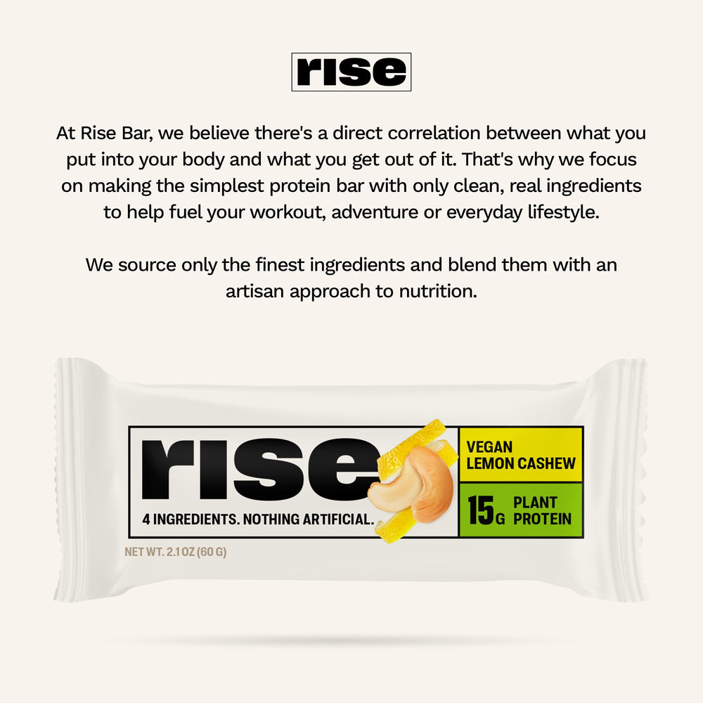 Fresh lemon cashew Rise bar on a desk, ideal for snack breaks