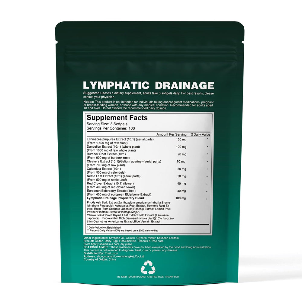 RiseLuxun 21-in-1 lymph packaging on shelf shows premium wellness.