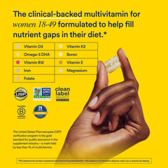Ritual Essential Women capsules close-up highlights easy-to-swallow capsules