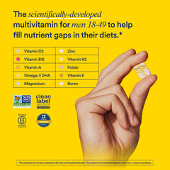 Ritual Multivitamin for Men 18+ daily-dose capsule shown for vegan nutrition