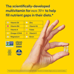 Ritual multivitamin label highlights vegan, gluten-free formulation for clean daily intake