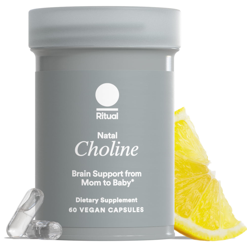 Ritual Natal Choline bottle cap highlights premium prenatal nutrition