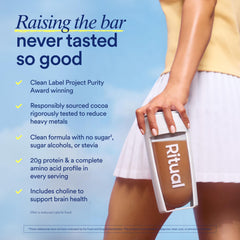 Ritual Pea Protein ingredients label highlighting gluten-free and dairy-free.