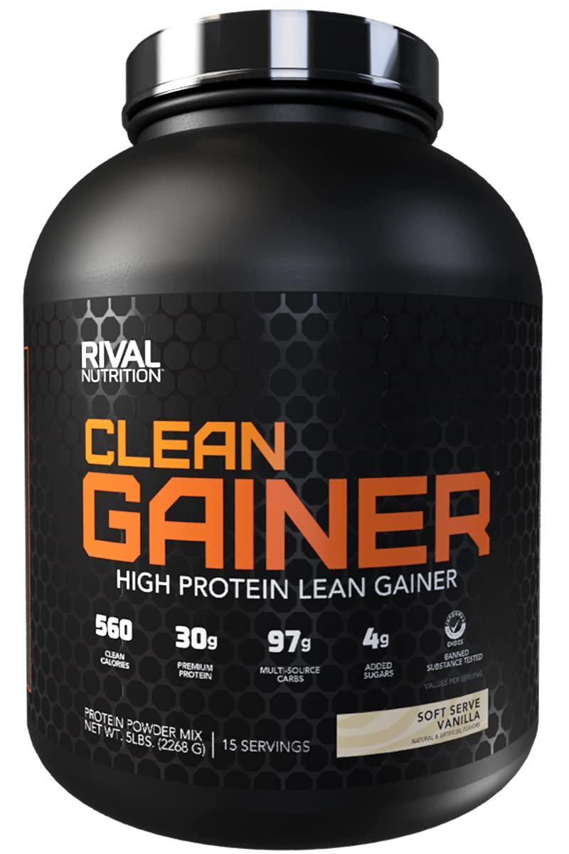 RIVAL NUTRITION Clean Gainer Soft Serve Vanilla post-workout shake for lean mass support.