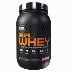 Rival Nutrition Rival Whey Strawberry and Cream 2lb bottle front for post-workout fuel