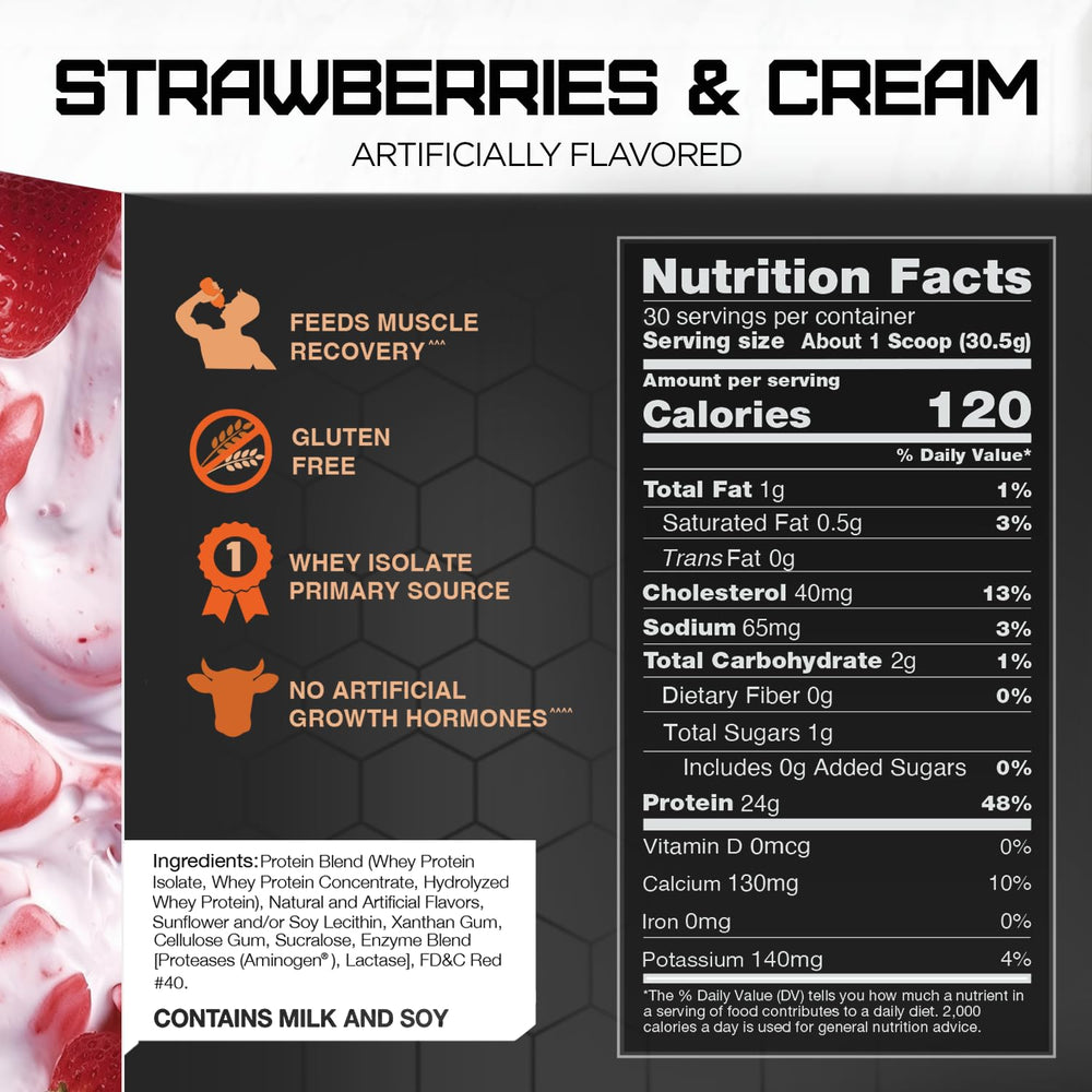 Rival Whey Strawberry and Cream 2lb pouring shot ideal for shakes