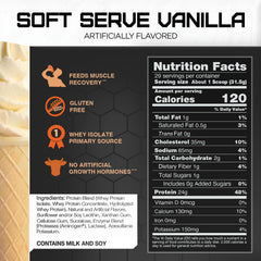 Front-side view of Rival Whey Soft Serve Vanilla bag highlighting content and quality