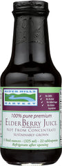 River Hills Harvest Elderberry Juice 11 oz bottle with rustic label, ideal for everyday refreshment.