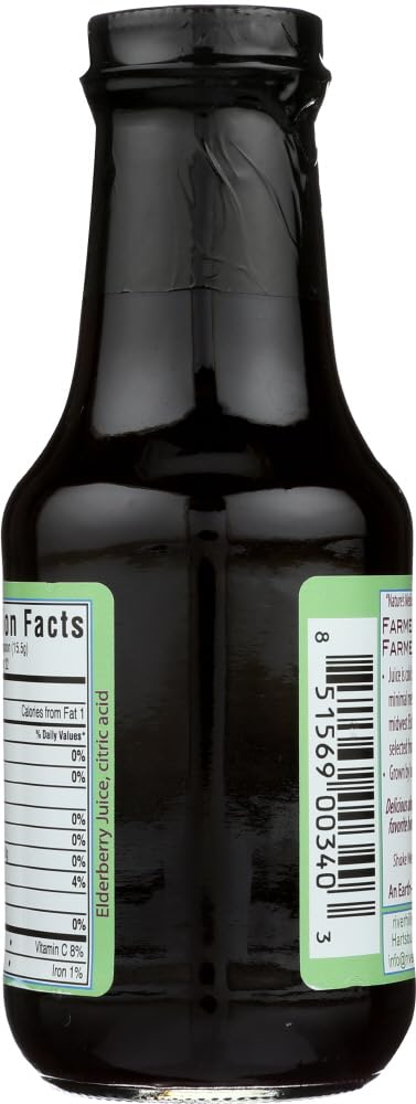 River Hills Harvest Elderberry Juice in glass with berries, vibrant color for refreshing drinks.