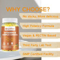 Gelatin-free, dairy-free ingredients in Riyuetian B Complex Gummies.
