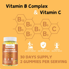 Riyuetian B Complex Gummies mango flavor packaging highlights vegan, gelatin-free formula.