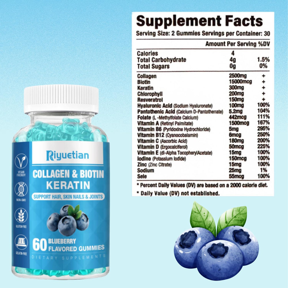 Riyuetian Biotin Collagen Gummies energy and immunity support in daily life.