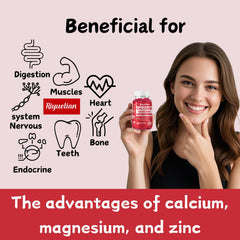 Riyuetian calcium gummies bottle back nutrition panel highlighting 600 mg calcium and 300 mg magnesium