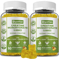 Riyuetian Creatine Monohydrate Gummies bottle shown for convenient daily energy support.
