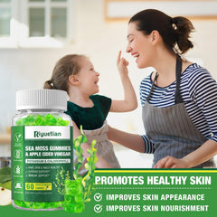 Riyuetian sea moss gummies bottle on counter for convenient daily use.