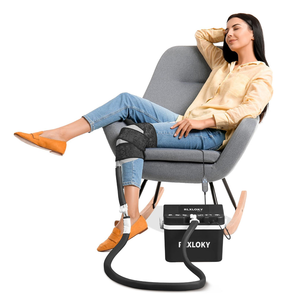 RLXLOKY 2.0 basic cold therapy unit display shows current settings for hands-free sessions.
