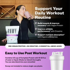 RNWY Acai Protein packaging recyclable shows eco-friendly design.