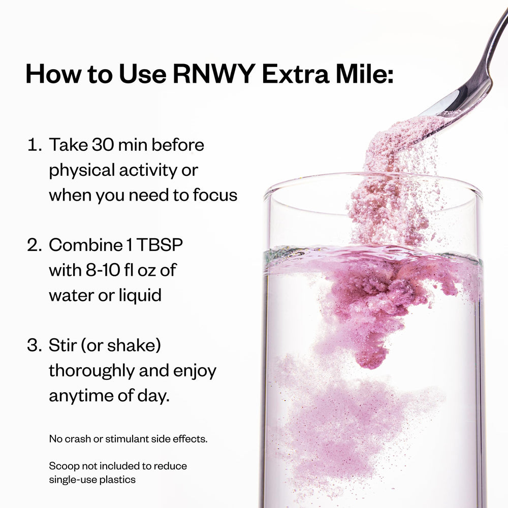 RNWY Extra Mile pink lemonade in a gym bag for on-the-go workouts