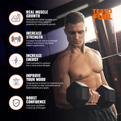 ROAR AMBITION TestoFuel pills closeup emphasizes natural ingredients for balanced performance.