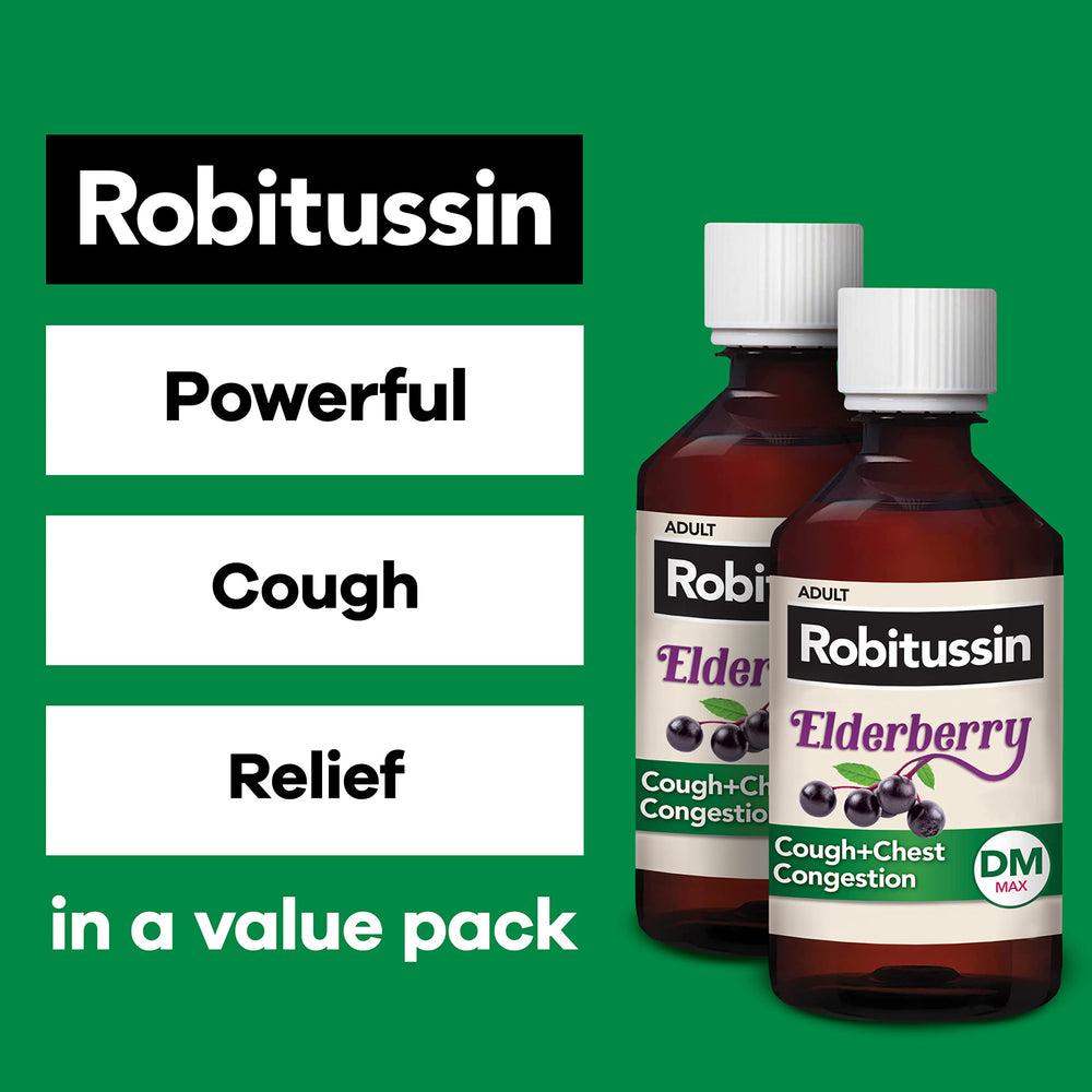 Robitussin Elderberry flavor close-up emphasizes natural taste