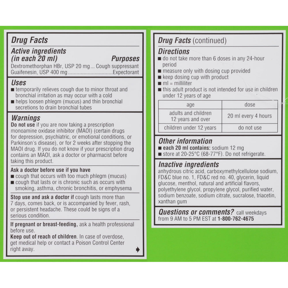 Robitussin packaging box front displays branding