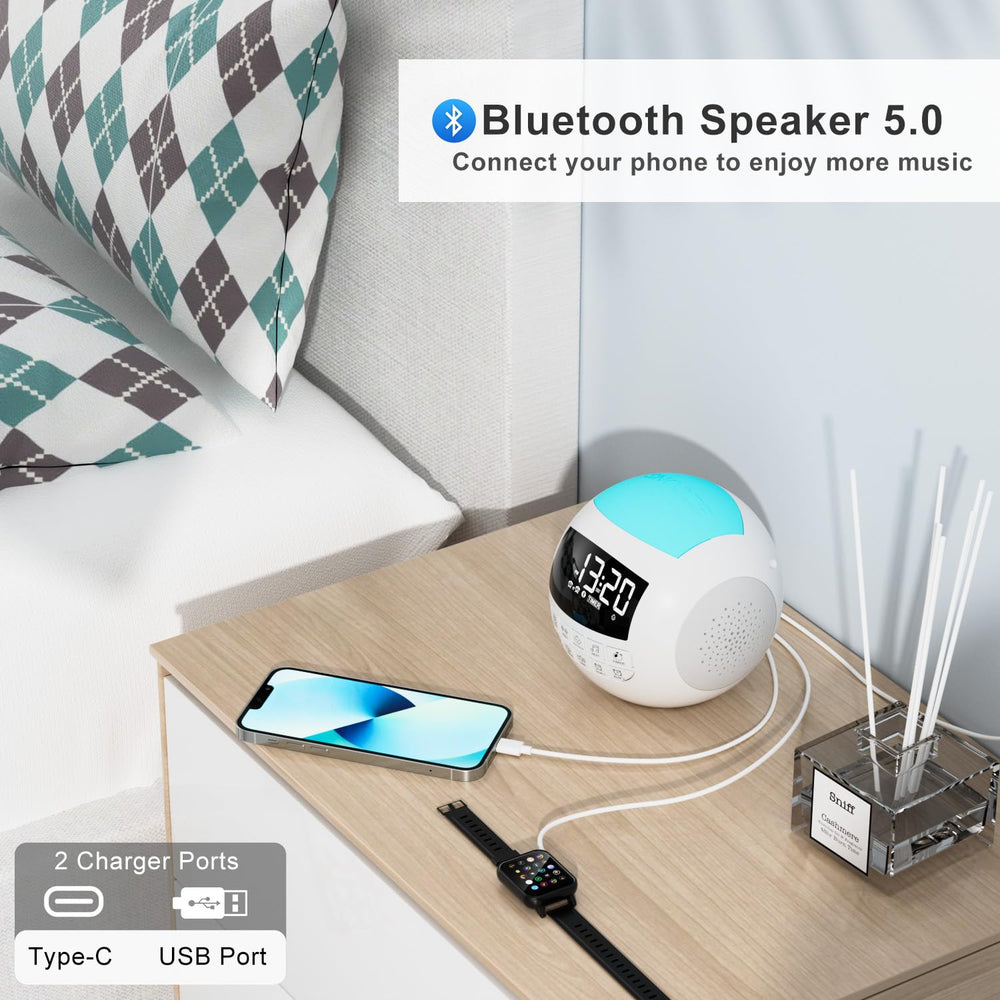 ROCAM night-light feature with seven colors for a gentle bedtime glow