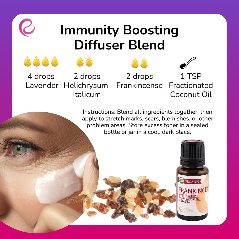 Rocky Mountain Oils frankincense diffuser setup for calming aromatherapy