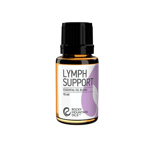 Rocky Mountain Oils Lymph Support bottle front—calming scent for relaxation.