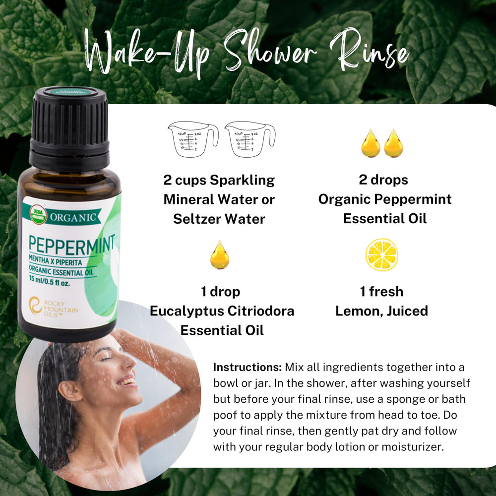 Rocky Mountain Oils peppermint used in shampoo for scalp refreshment.