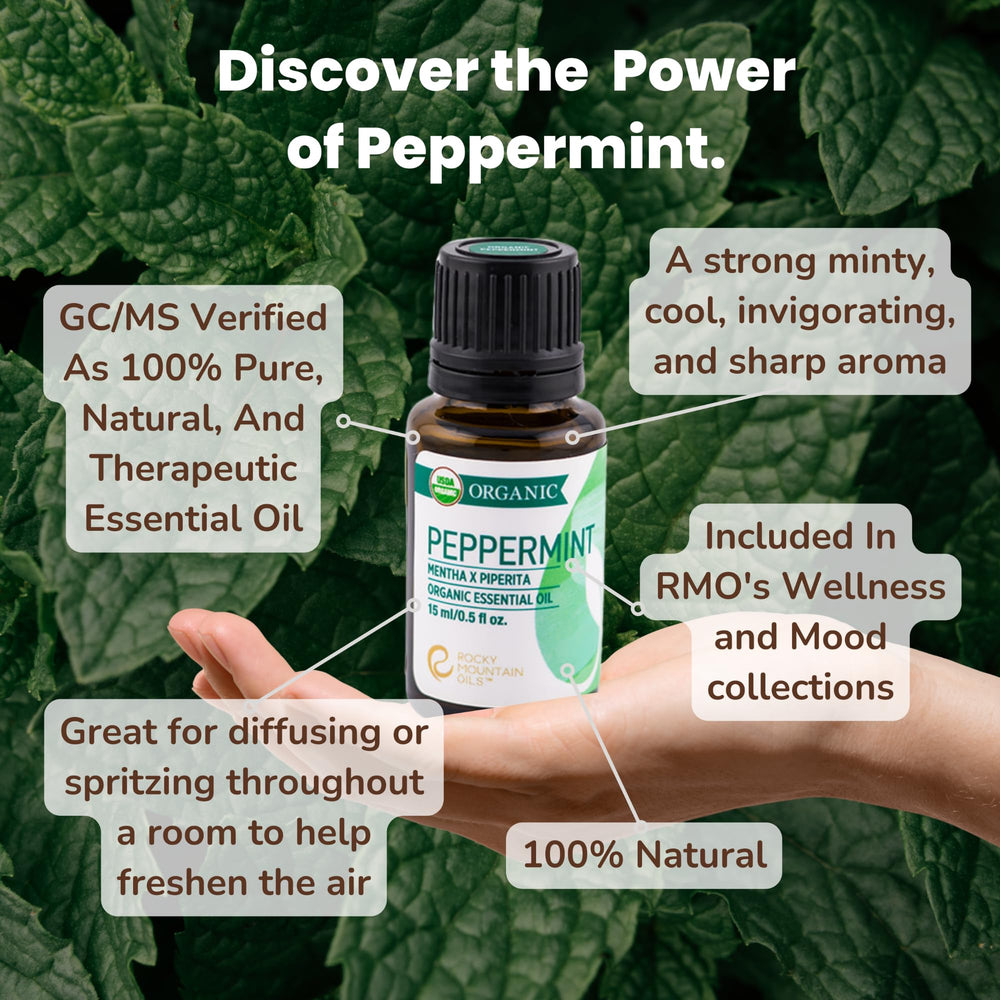 Rocky Mountain Oils peppermint oil applied topically for a cooling sensation.