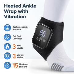 ROHVEMJ cordless foot ankle heating pad demonstrates ankle wrap for secure fit.