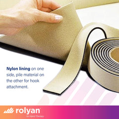 Rolyan beige strap showing hook-receptive surface for secure fastening.