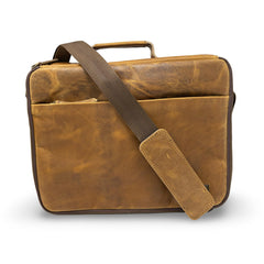 ROMFRE CPAP travel bag front view shows sleek leather design for professional travel