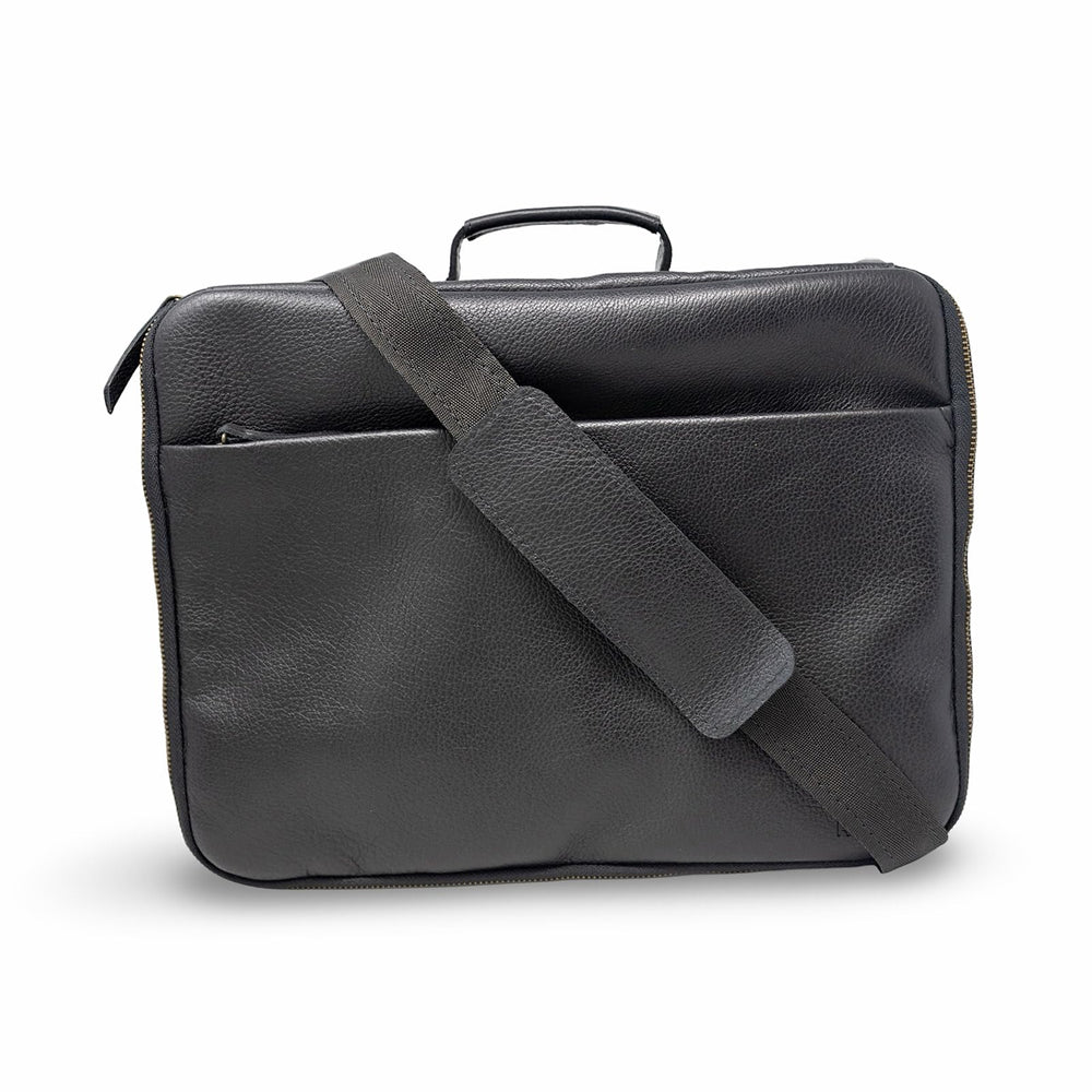ROMFRE CPAP travel bag in full-grain leather with a premium, durable exterior for stylish airport checks